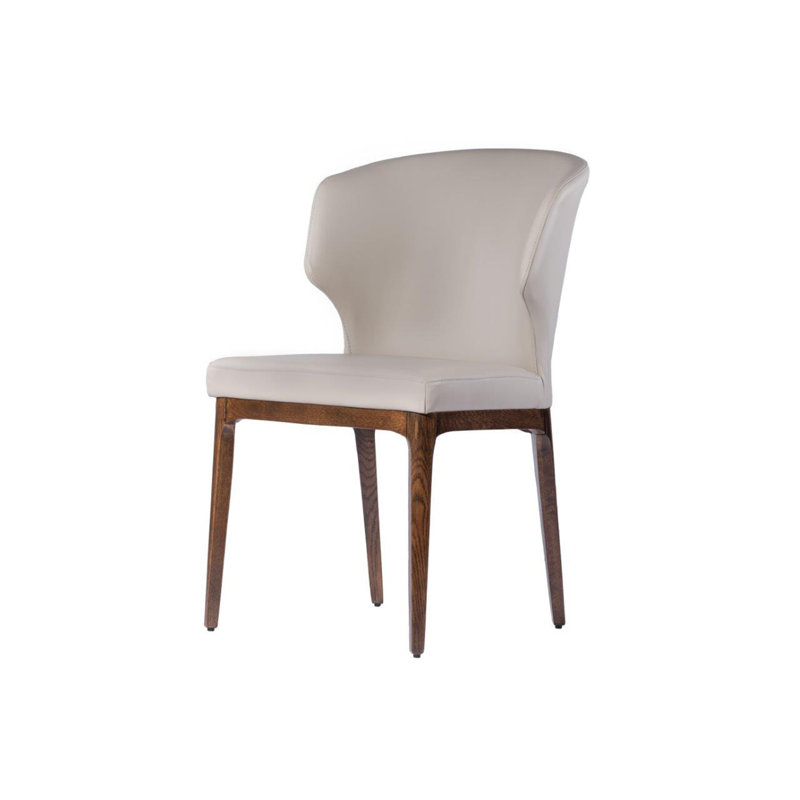 Chaise d'appoint rembourrée en cuir Kashiff, Noyer, Amande gris clair