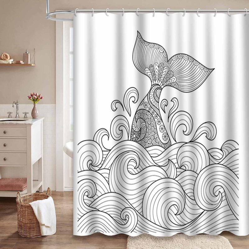 Rideau de douche imperméable à l'eau Ocean Wave, L 72 po x l 78 po