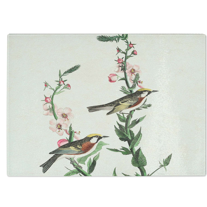 Tempered Glass Chestnut-Sided Warbler Chopping Board, 39 cm W x 28.5 cm L