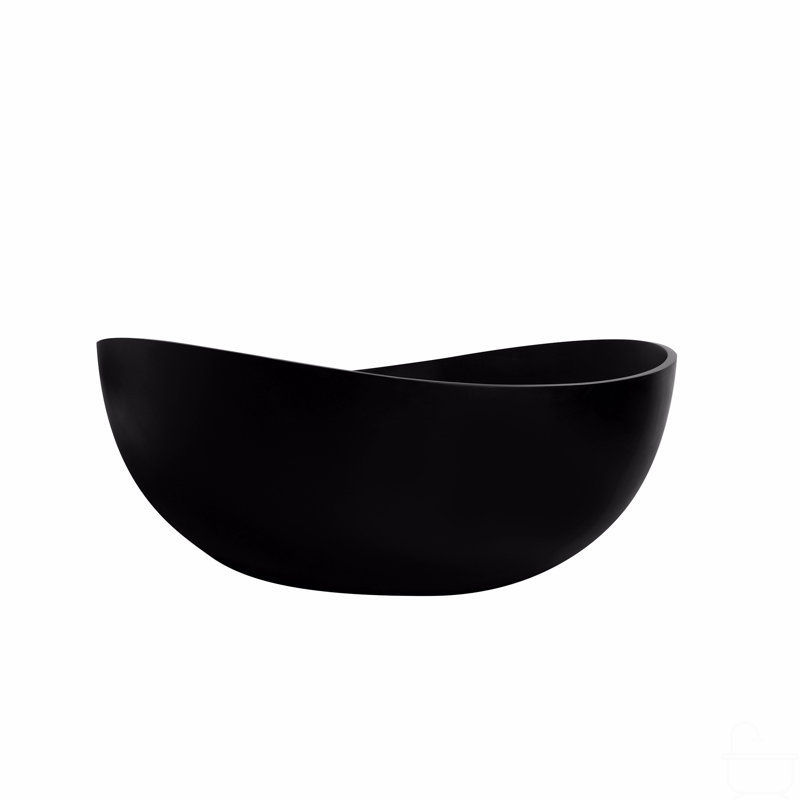 Baignoire de trempage autoportante à surface solide de 63 pouces, Noir