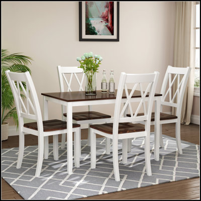 Ensemble de table à manger en bois cinq pièces avec chaises pour la cuisine et l'espace familial