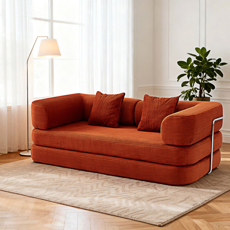 Canapé-lit compressé avec coussin, Rouge