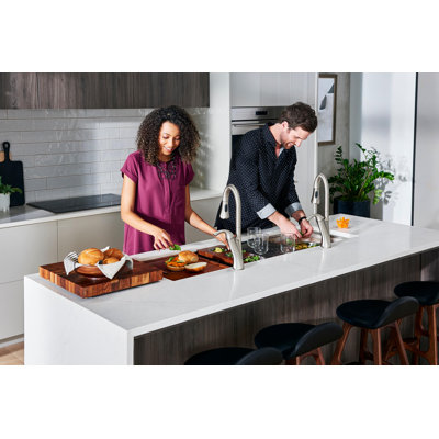 Workstation 33" L x 19" W Double Basin Undermount Kitchen Sink with Accessories