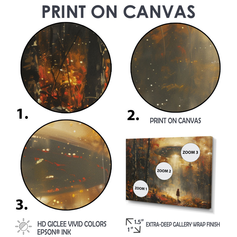 Rêve d'extraterrestres bruns gris et brun - OVNIS, art mural, H 40 po x l 60 po x P 1,5 po, Toile tendue