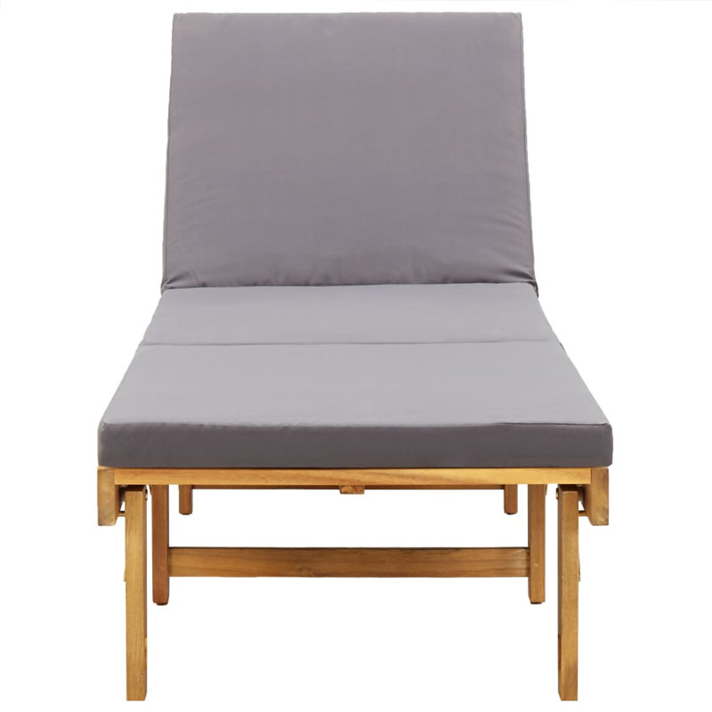 Chaise longue d'extérieur pliable standard en bois d'acacia gris foncé