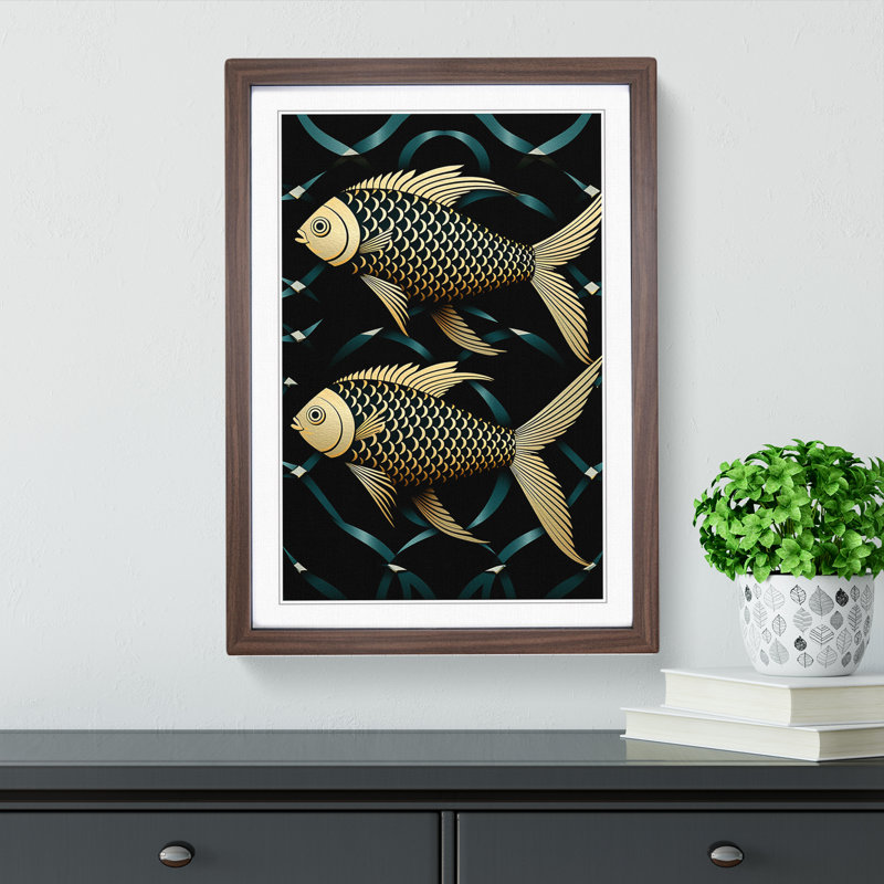 Fish Op - Framed Print, 46cm H x 34cm W, Walnut Framed