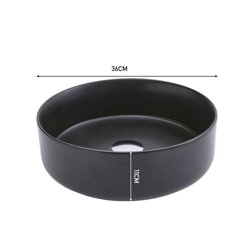 Brayden Studio Senoia 360mm L x 360mm W Matte Black Ceramic Circular Sink