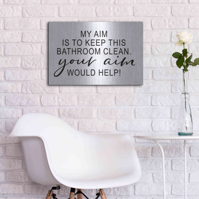 'Clean Bathroom' by Lettered & Lined, Metal Wall Art