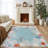 Coastal Seashell and Coral Border Nautical Area Rug in Light Blue-497870477