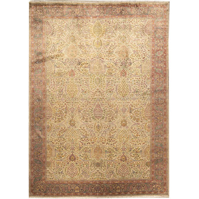 Hand-Knotted High-Quality Cream and Black Area Rug