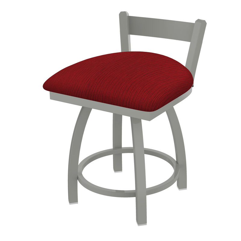 Tabouret de coiffeuse en métal Catalina, Nickel anodisé, Tissu-graphique rubis