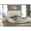 Grand lit rembourré avec rangement, boutons décoratifs en acrylique, charge, capitonnage de style chambre à coucher moderne, caractéristique dramatique