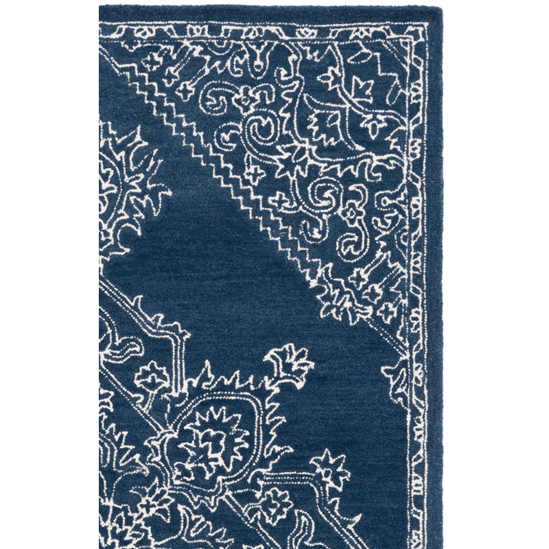Tapis bleu marine / ivoire en laine / coton touffeté à la main Larl Lauren Ralph Lauren, Rectangle 9 pi x 12 pi
