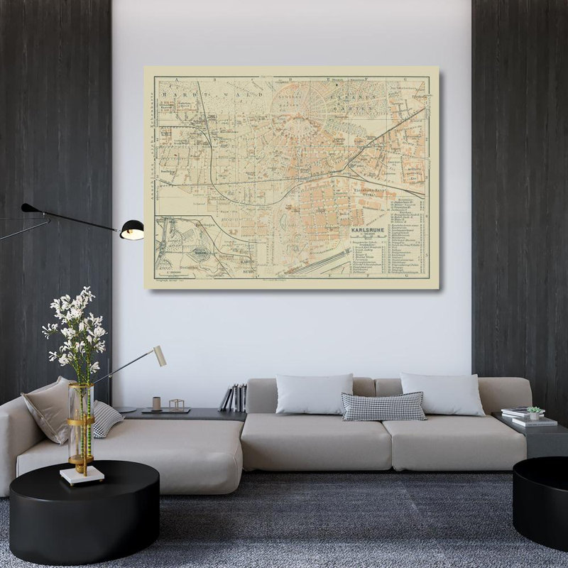 Art sur toile tendue par Tred Austin Design® Baedeker, Karlsruhe, Allemagne, Baedeker, 1914, H 36 po x l 46 po