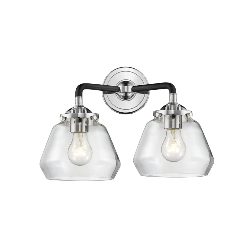 Éclairage pour meuble-lavabo 2 lumières Rivka, Nickel satiné brossé, Plaqué couleur fumée, Incandescent