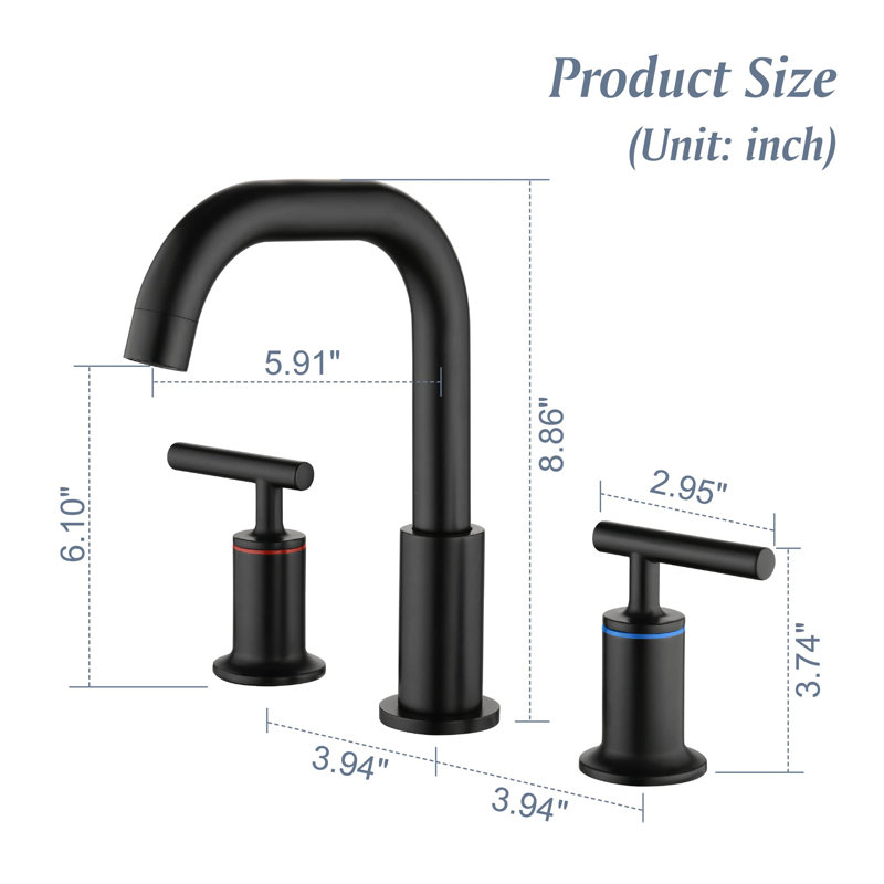 Widespread 2-handle Bathroom Faucet, Matte Black