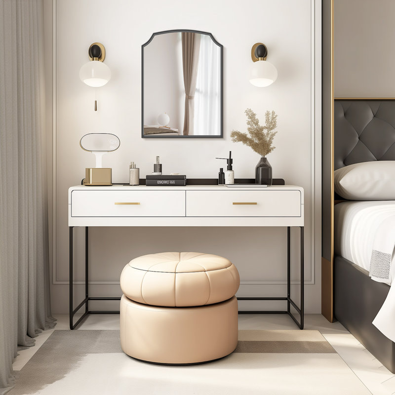 Miroir mural arqué en fer pour salle de bain et chambre à coucher, Noir, noir, noir, noir, 24 po x 18 po
