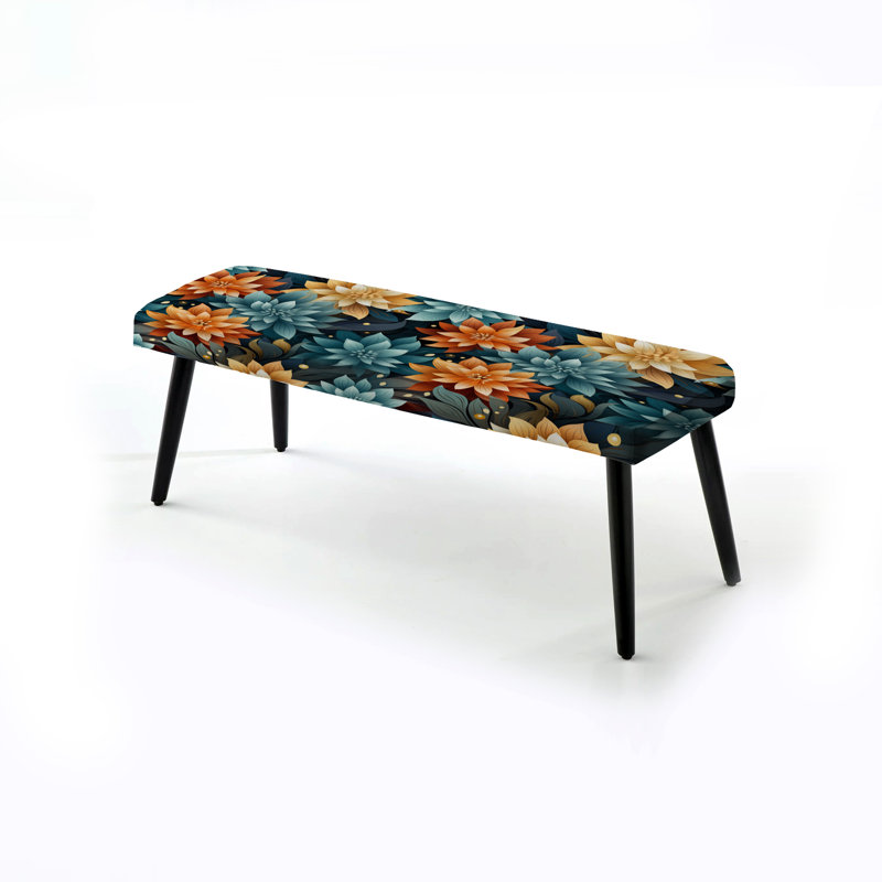 Harmonious Self Discovery Mediation - Floral Upholstered Black Bench