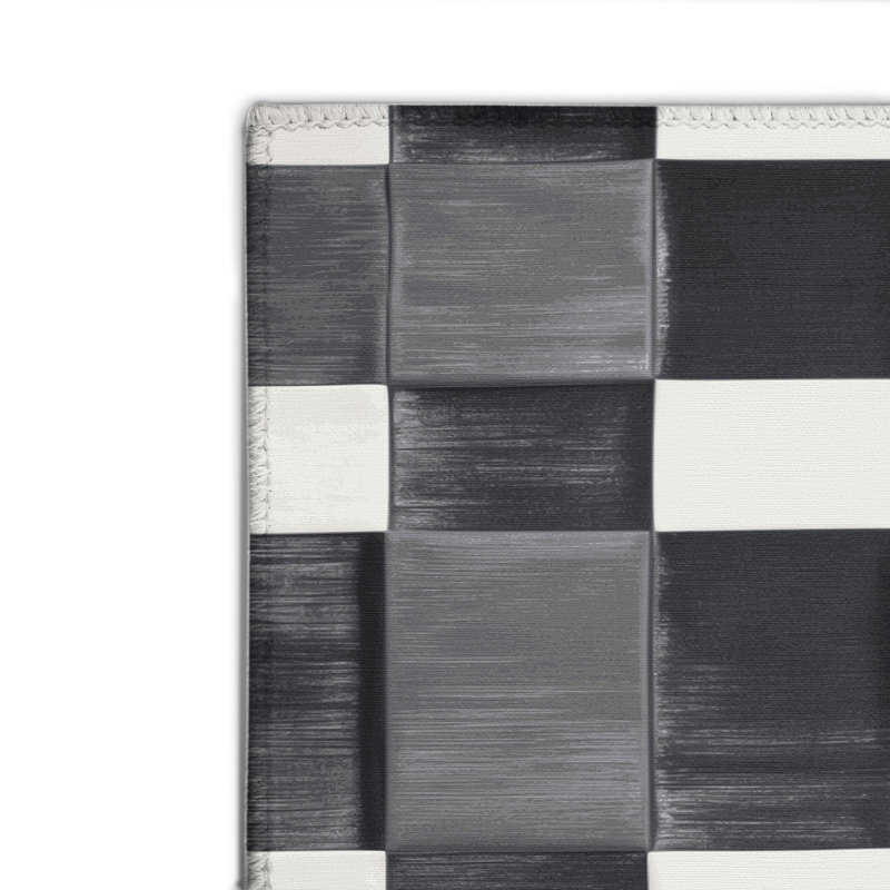 Tapis d'intérieur et d'extérieur à carreaux gris, Rectangulaire 2 pi x 3 pi