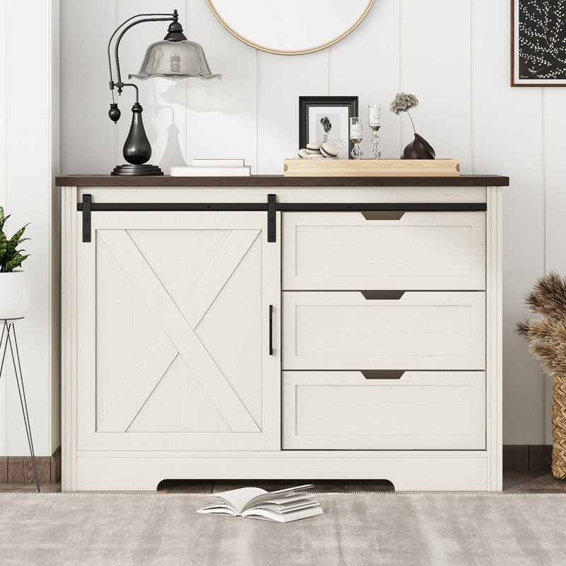 Commode double, commode avec tiroirs, Beige/brun