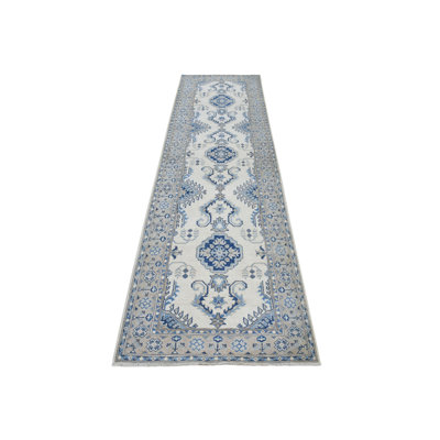 Tapis de couloir en laine de conception unique noué à la main Ivoire 2 pi 9 po x 10 pi 7 po Tapis décoratif