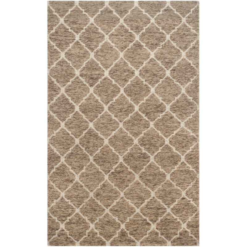 Tapis géométrique beige / ivoire en laine / coton tissé à la main Vermont Martha Stewart, Rectangle de 5 pi x 8 pi