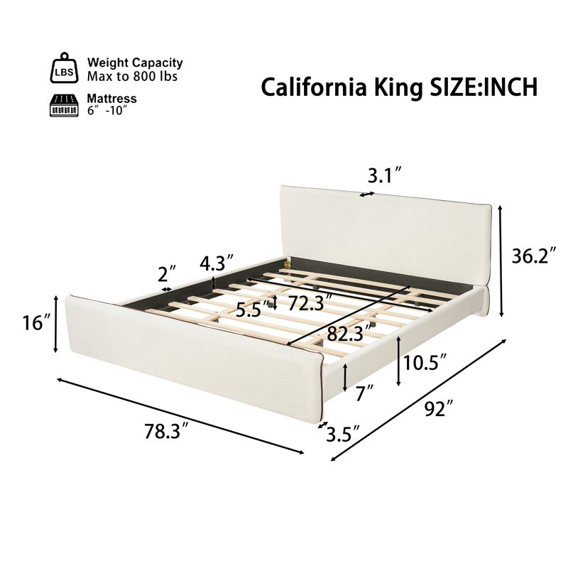 Base de lit tapissier Arlo, California King