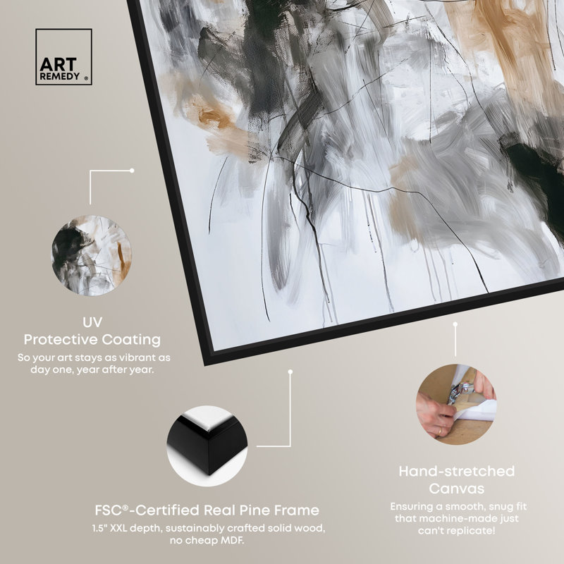 Stygian Flow 3 Canvas Black Paint Abstract by Art Remedy, 16" H x 11" W, Black Framed