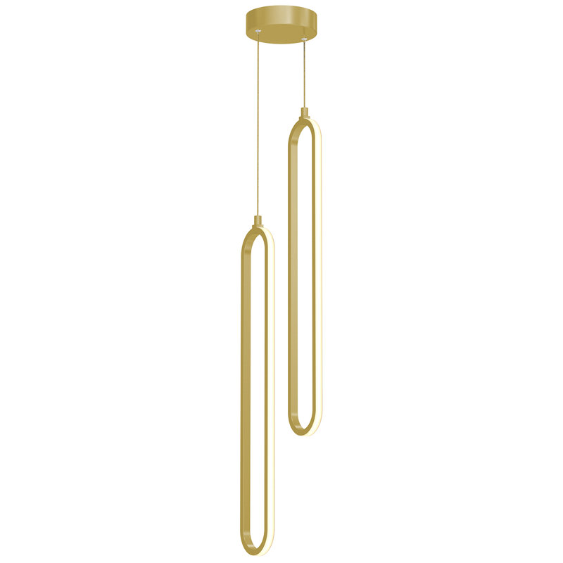 Luminaire suspendu à 2 lumières DEL Zanaia, Or, H 25 po x l 5 po x P 5 po