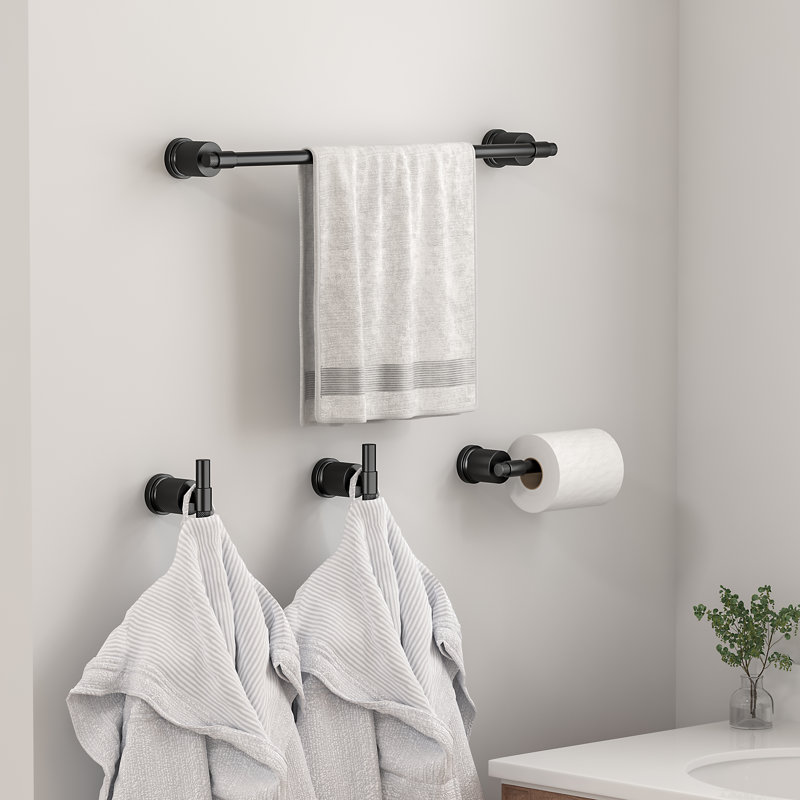 4 - Piece Bathroom Hardware Set, Black