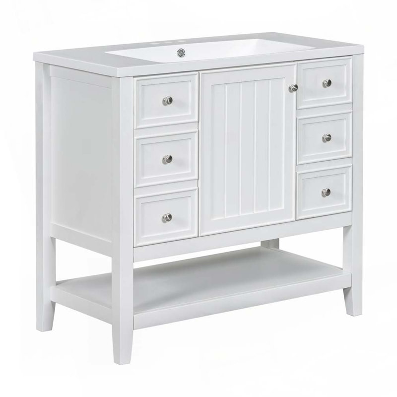 Meuble-lavabo 36 po avec lavabo en céramique, Blanc