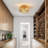 3-Light Flush Mount Ceiling Light Rattan  Drum Fixture Vintage Handwoven Lamp for Living Room Bedroom
