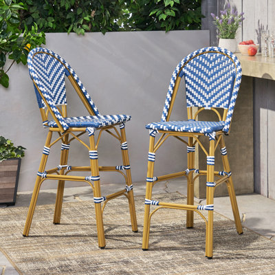 2 29,5 po d'extérieur français - bleu marine / blanc, cadre en aluminium avec finition, pe, rouille, utilisation de jardin de 2 rouille - pour