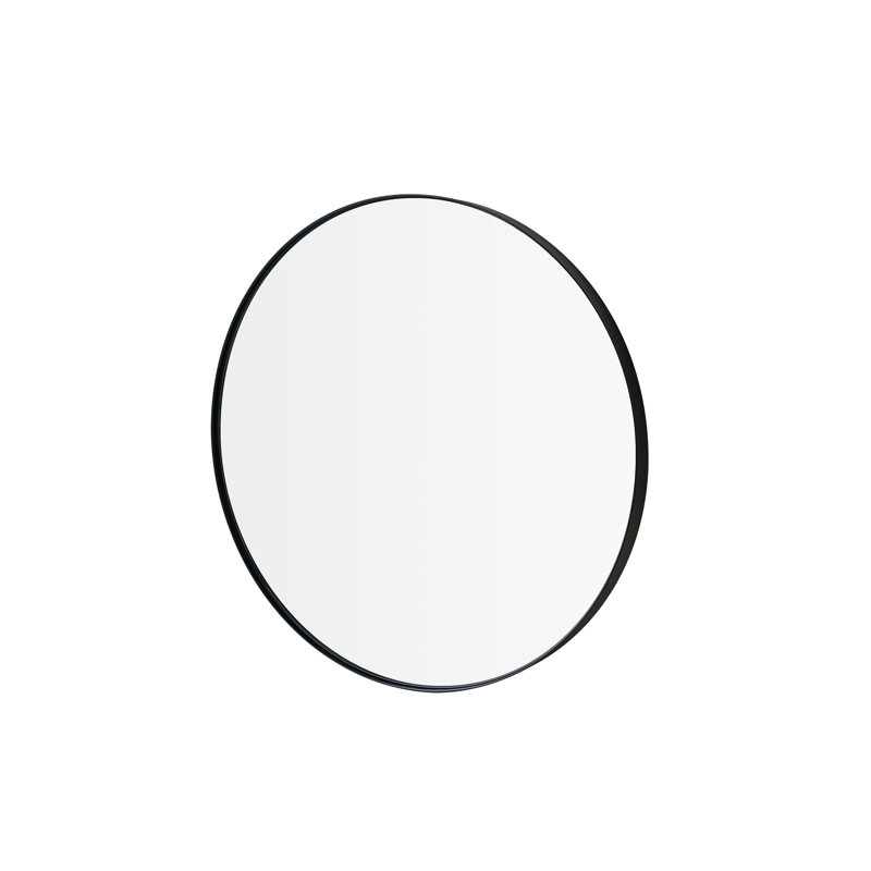 Round Black Glass Bathroom Vanity Mirror 20"