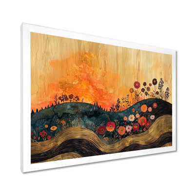 «Brighouse Orange Summer Wildflowers Flowers Field I», art mural fleurs sauvages
