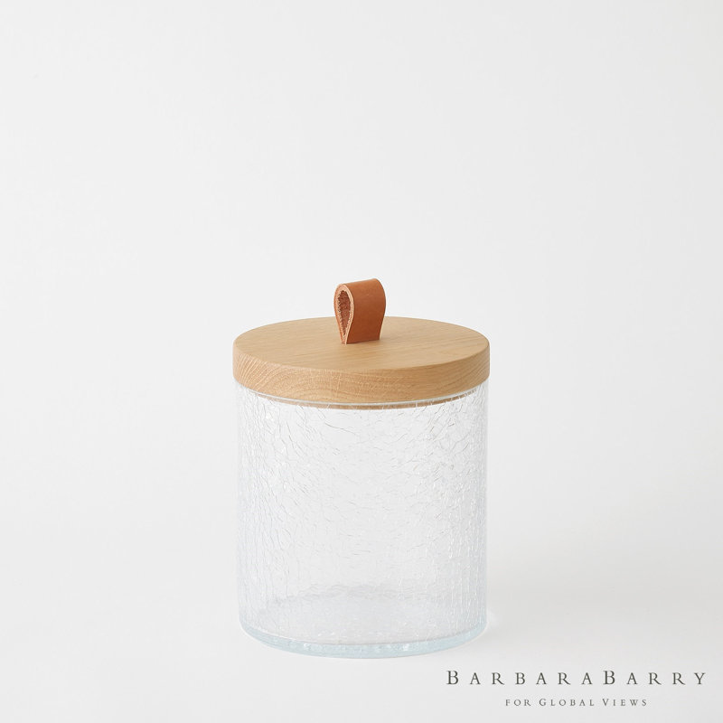 Crackle Glass Canister w/Lid, 40 oz