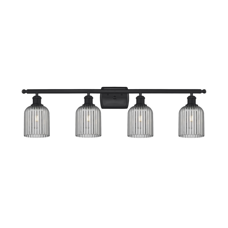 Éclairage pour meuble-lavabo à 4 lumières à intensité variable Fiennes Veil, Noir mat, Gris fumée