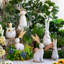 7.5x7x20" Textured White Magnesium Bunny Rabbit with Subtle Gold Details
