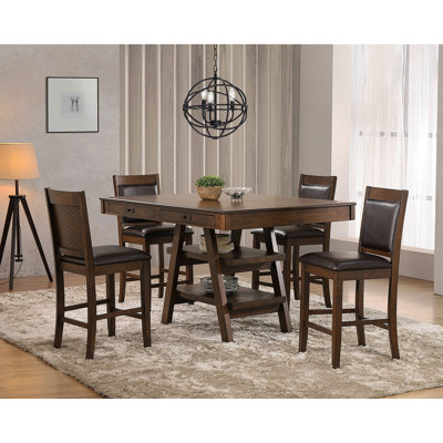 Ferrara Brown And Walnut 5-Piece Counter Height Dining Set