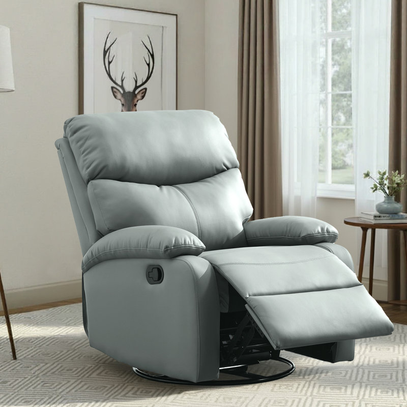  Top Grain Recliner, Small Swivel Rocker Recliner Chair,manual Recliner Chair For Living Room, Bedroom, Home Theater,rv(set Of 2)-Light Green