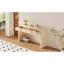 Console abricot crème avec base stable et tiroirs rainurés, couleur-1119847450-1119847451