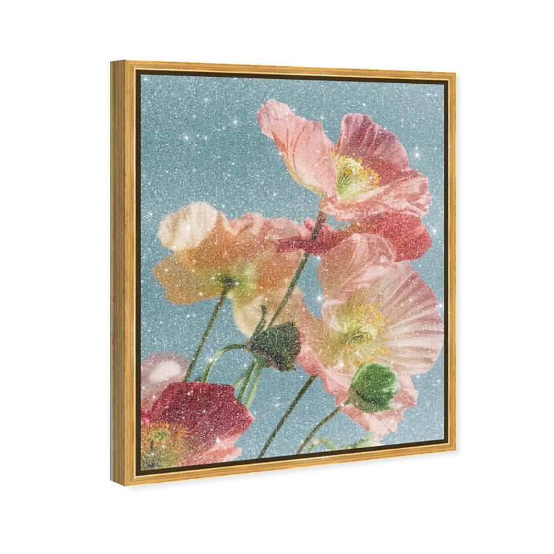 Poppy Bloom III Print by Oliver Gal, 37"H x 46"W, Gold Floater Frame