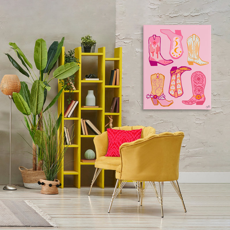 «Cowgirl Boot Designs», art mural sur toile par Elizabeth Medley, H 40 po x l 30 po