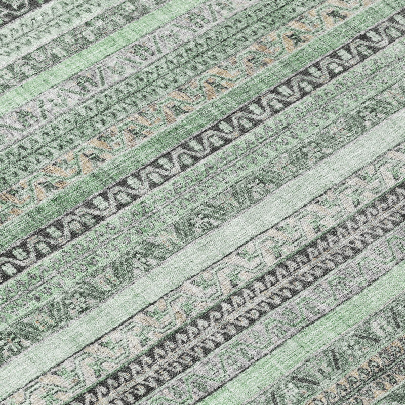 Machine Washable Indoor/Outdoor Chantille ACN2742 Striped Rug, Mint, 8' x 10'