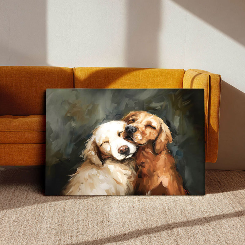 Cadre doré tendu Golden Retriever, reproduction d'art sur toile tendue, 40 * 28 pouces (100 * 70 * 2cm)