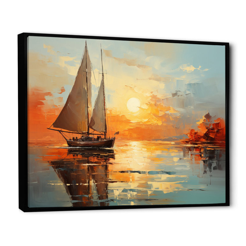Voilier Rhythic Reflections III - Décoration murale voilier, Cadre flottant noir, H 30 po x l 40 po x P 1,5 po