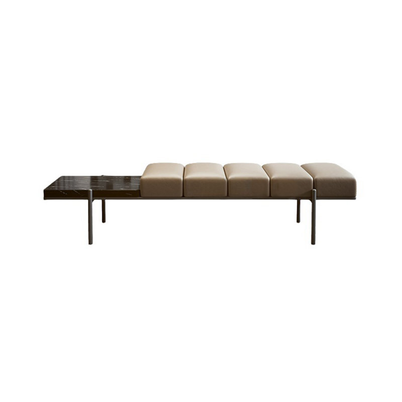 Banc rembourré en cuir véritable Marshilah, H 16,53 po x l 70,86 po x P 15,74 po