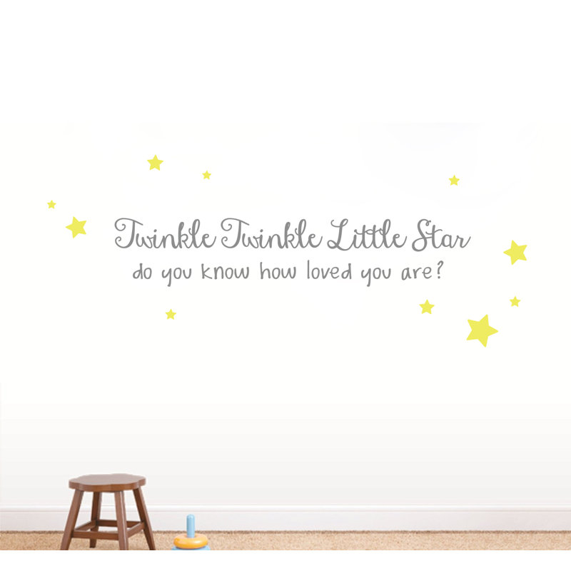 Décalcomanie murale little star twinkle, H 26 po x l 65 po x P 0,01 po, Gris/Jaune