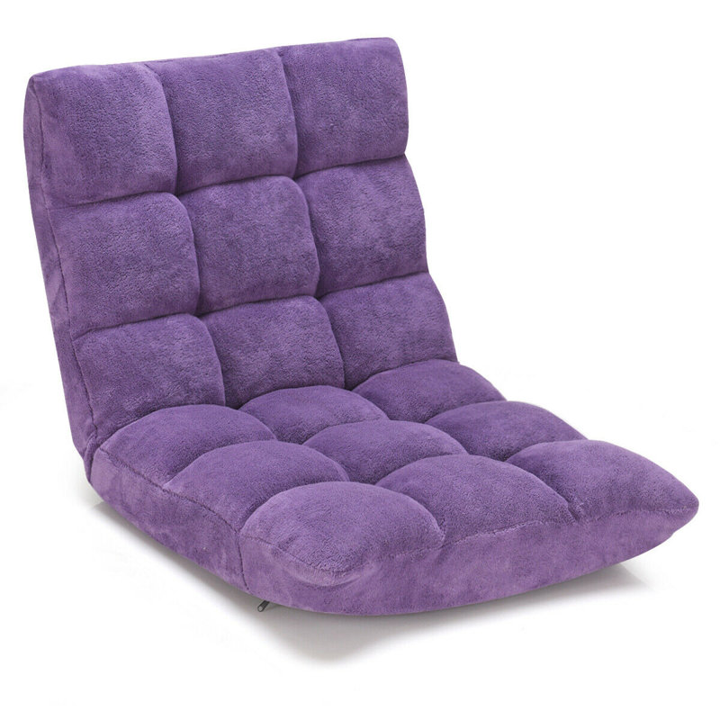 Ebern Designs Reclining Ergonomic Floor Game Chair in Purple, 41.5" H x 22" W x 6" D