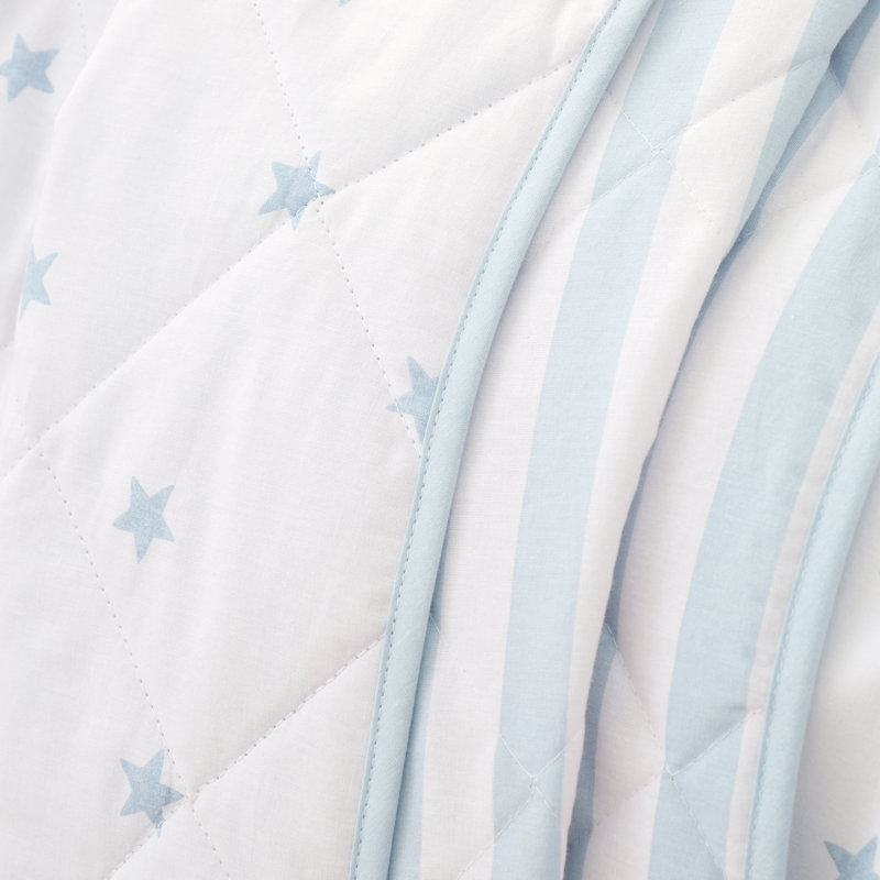 Mini Star & Stripes Cotton Reversible Bedspread, Blue
